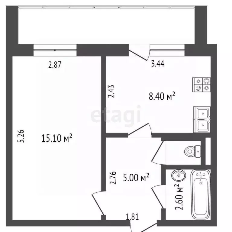 1-к кв. Ямало-Ненецкий АО, Ноябрьск просп. Мира, 56 (39.1 м) - Фото 2