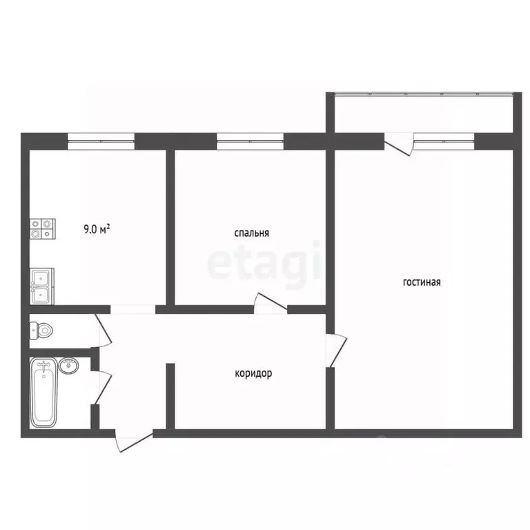 2-к кв. Владимирская область, Муром Пролетарская ул., 50 (49.8 м) - Фото 2