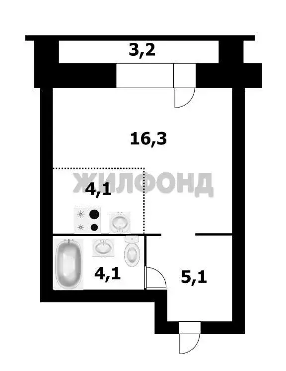 Квартира-студия: Новосибирск, улица Шевченко, 19/1к1 (37.2 м) - Фото 0