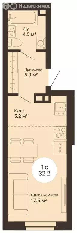 Квартира-студия: Екатеринбург, 2-я Новосибирская улица (32.2 м) - Фото 0