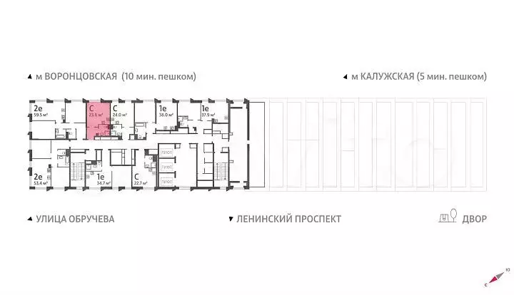 Квартира-студия, 23,6 м, 42/58 эт. - Фото 1