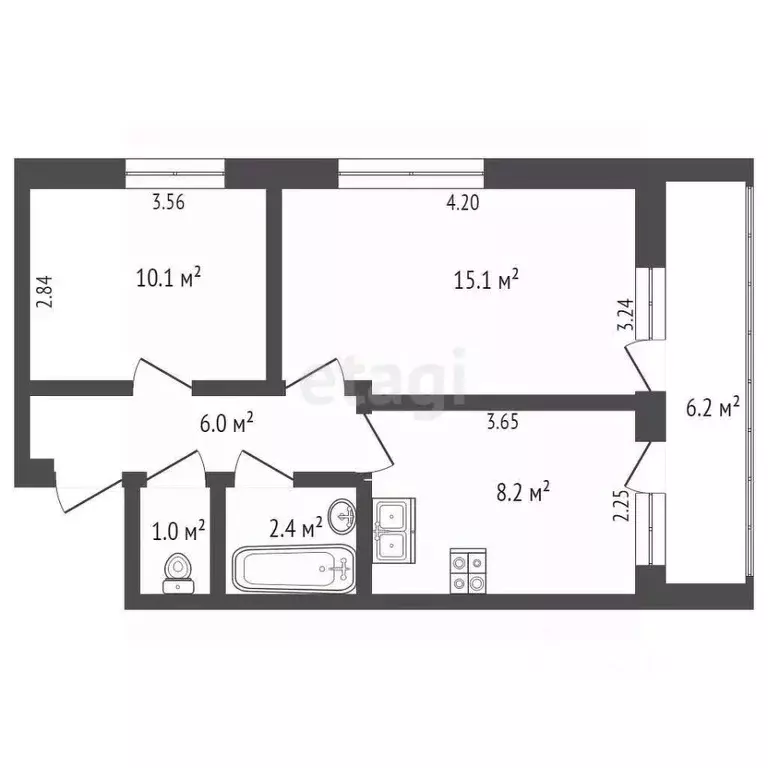 2-к кв. Хабаровский край, Солнечный рп ул. Ленина, 28 (46.7 м) - Фото 2