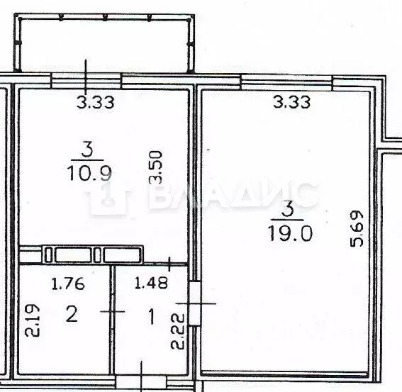 1-к кв. Воронежская область, Воронеж Беговая ул., 219/3 (37.1 м) - Фото 2