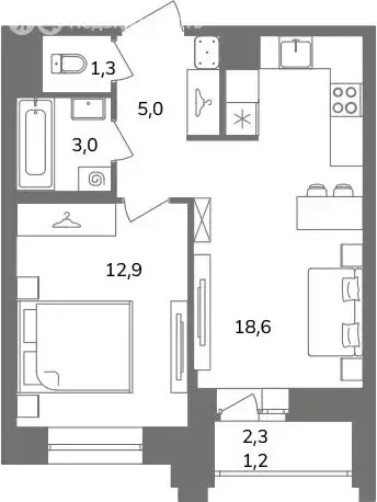 1-комнатная квартира: Санкт-Петербург, Фрунзенский район, ... - Фото 1