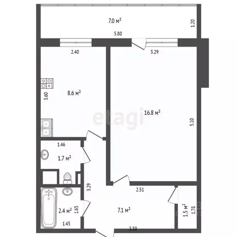1-к кв. Пермский край, Пермь ул. Добролюбова, 1 (38.0 м) - Фото 1