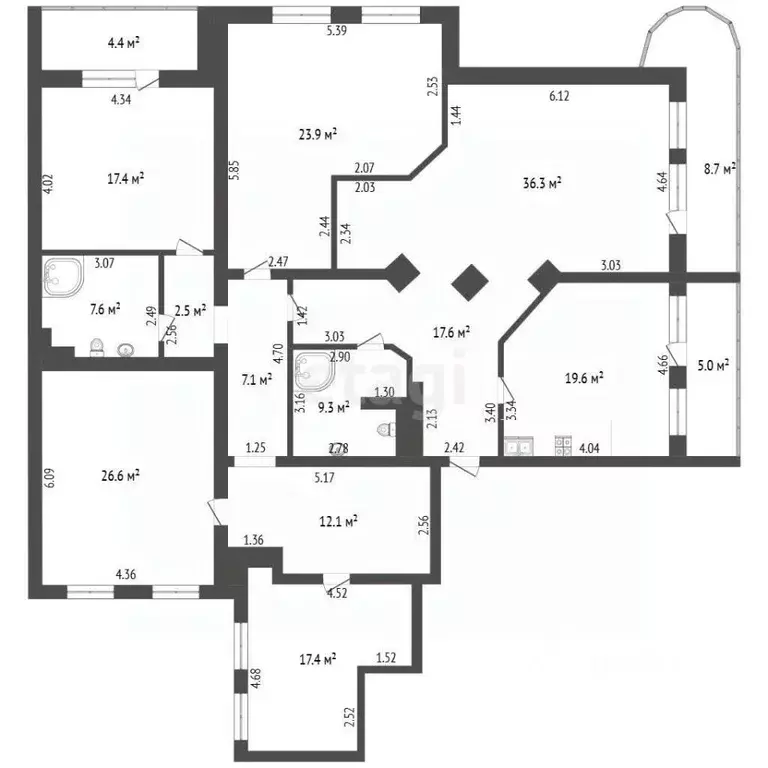 5-к кв. Самарская область, Самара Чернореченская ул., 57 (206.0 м) - Фото 2