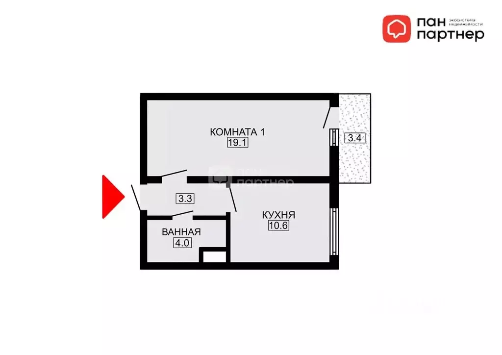 1-к кв. Санкт-Петербург наб. Реки Каменки, 21к1 (36.5 м) - Фото 2