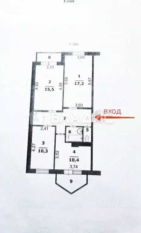 3-к кв. Белгородская область, Белгород ул. Семашко, 40 (71.5 м) - Фото 2