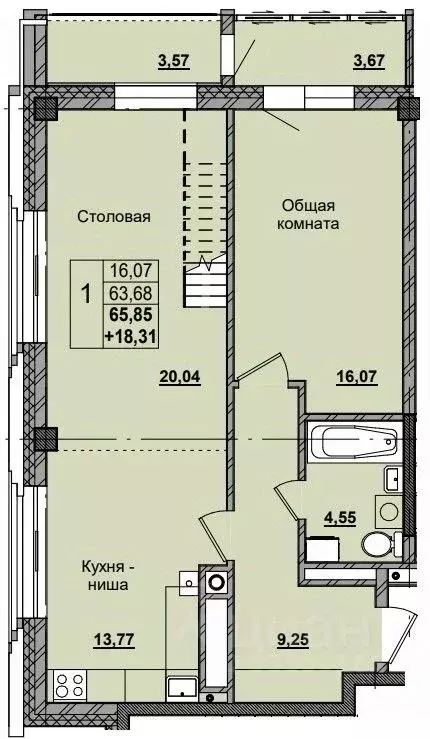 1-к кв. Саха (Якутия), Якутск ул. Красильникова, 5 (89.3 м) - Фото 0