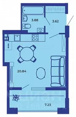 1-к кв. Брянская область, Брянск ул. Комарова, 47 (35.7 м) - Фото 1