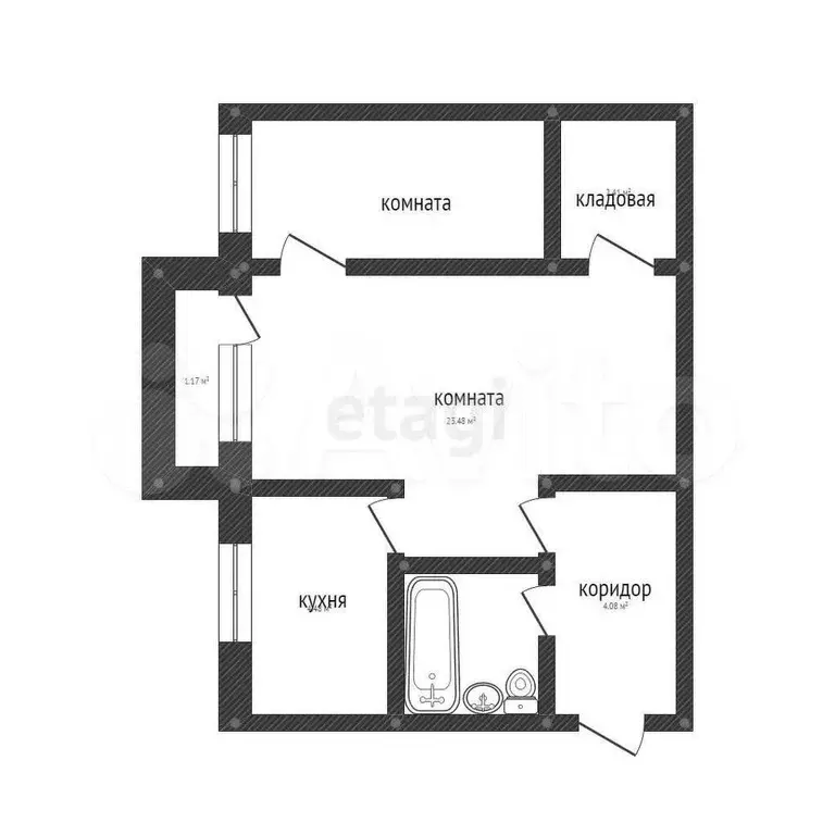 2-к. квартира, 44,1 м, 4/5 эт. - Фото 0