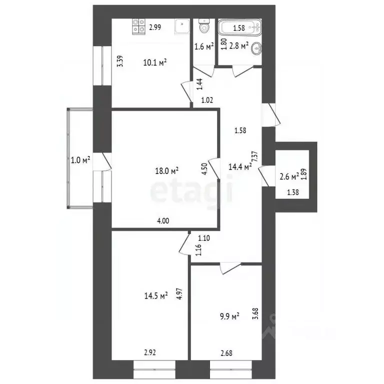 3-к кв. Алтайский край, Новоалтайск ул. Анатолия, 100 (74.0 м) - Фото 2