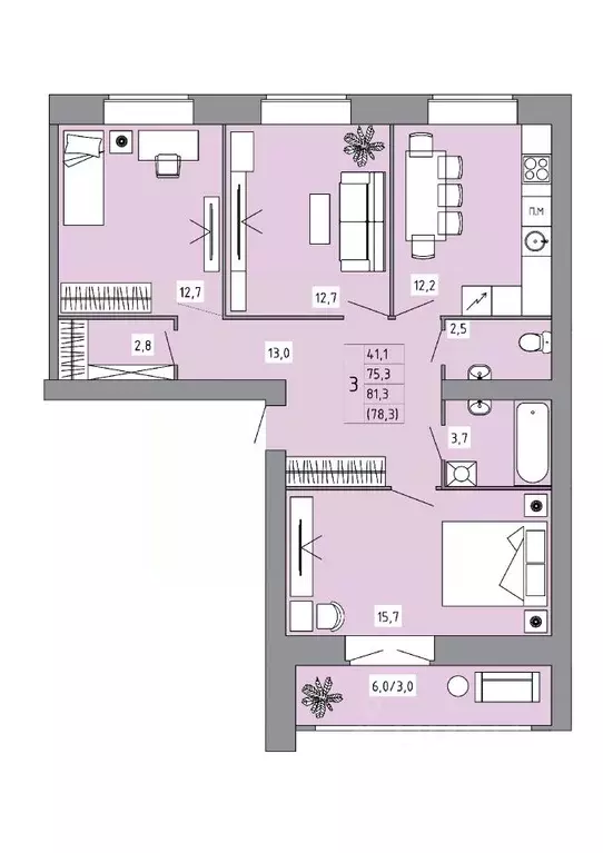 3-к кв. Костромская область, Кострома Калиновская ул., 28А (78.0 м) - Фото 1