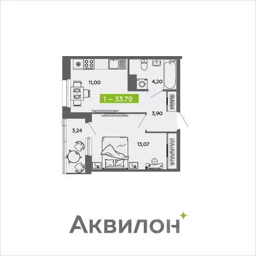 1-к кв. Архангельская область, Архангельск 6-й мкр,  (33.79 м) - Фото 0