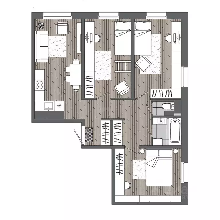 3-к кв. Ханты-Мансийский АО, Сургут 30А мкр,  (71.36 м) - Фото 0