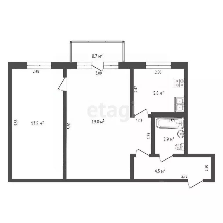 2-к кв. Мордовия, Саранск ул. Лихачева, 17 (46.0 м) - Фото 1