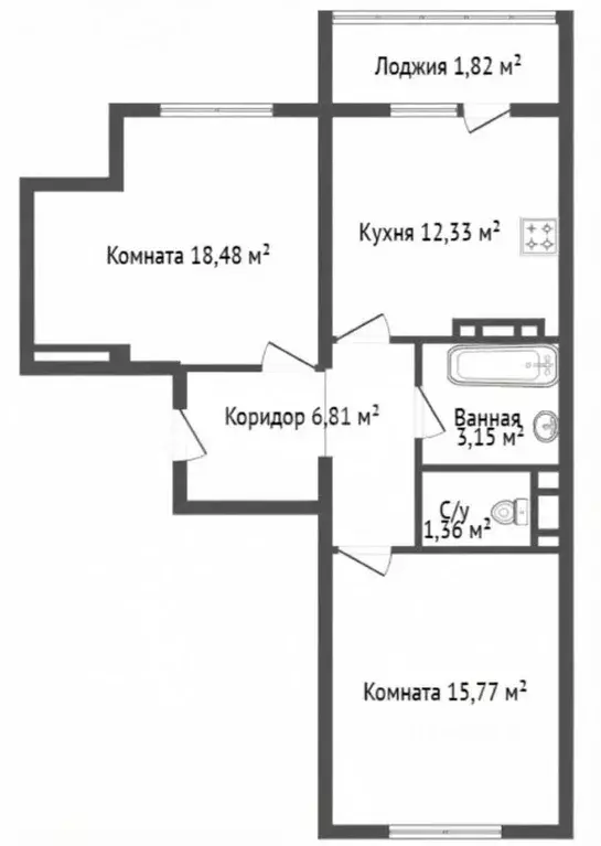 2-к кв. Ярославская область, Ярославль 2-й мкр,  (59.73 м) - Фото 2