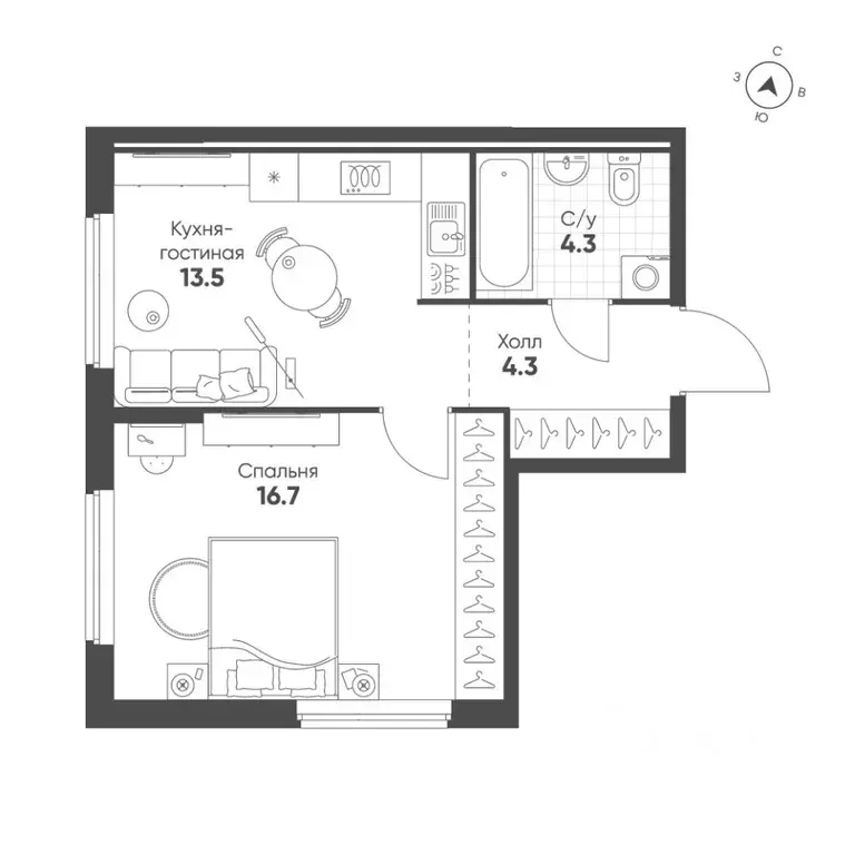 1-к кв. Свердловская область, Екатеринбург Солнечный жилрайон,  (38.8 ... - Фото 1