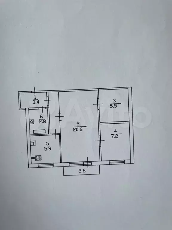 3-к. квартира, 45,4 м, 4/5 эт. - Фото 0