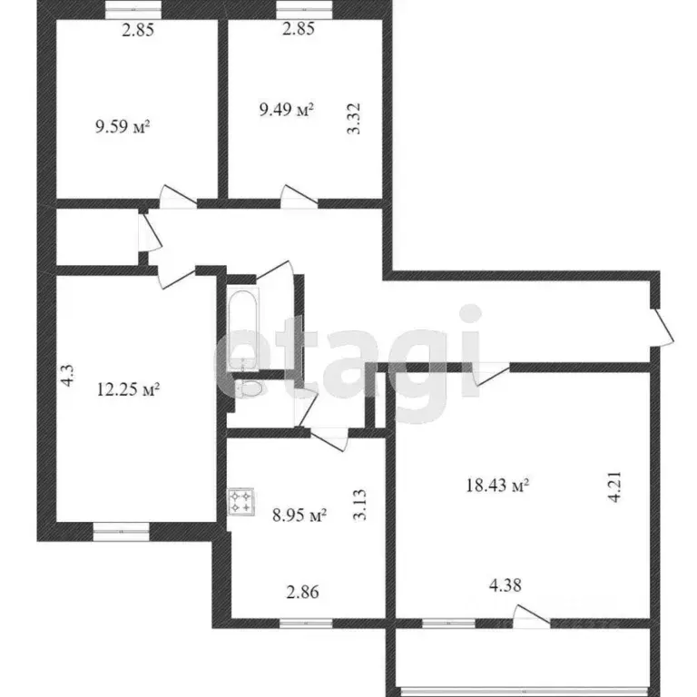 4-к кв. Тюменская область, Тобольск 7А мкр, 23 (79.0 м) - Фото 0