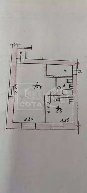 1-к. квартира, 29,9 м, 1/2 эт. - Фото 0