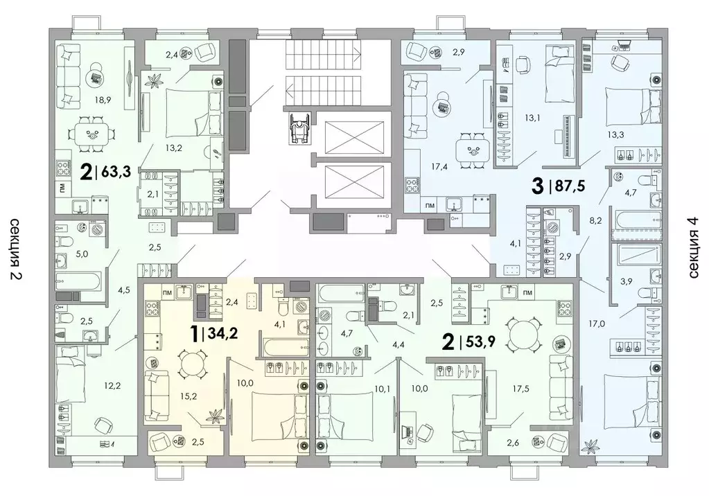2-к кв. Владимирская область, Владимир Уно жилой комплекс (63.3 м) - Фото 2