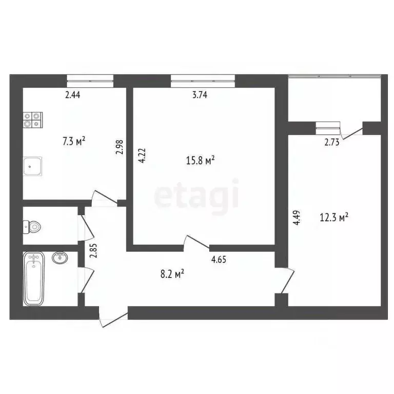 2-к кв. Ростовская область, Таганрог ул. Ломакина, 106 (47.6 м) - Фото 1