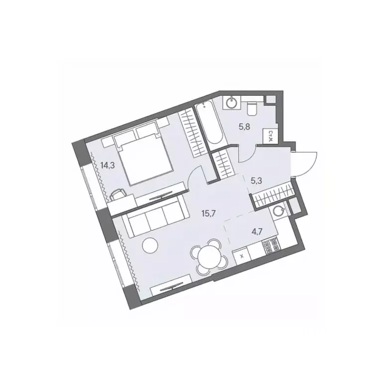 2-к кв. Москва ш. Боровское (дублер) (45.8 м) - Фото 0