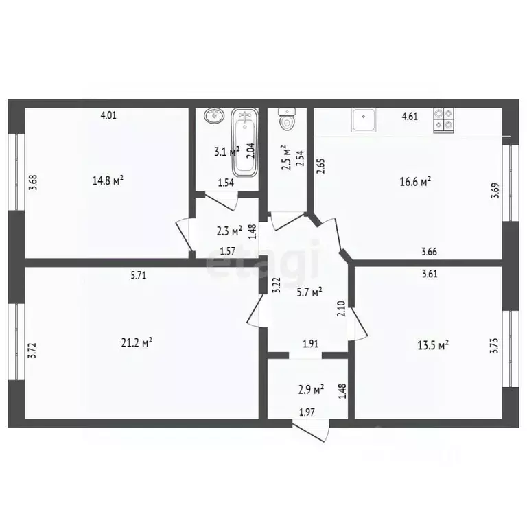 3-к кв. Тюменская область, с. Исетское ул. Ленина, 141 (82.6 м) - Фото 2