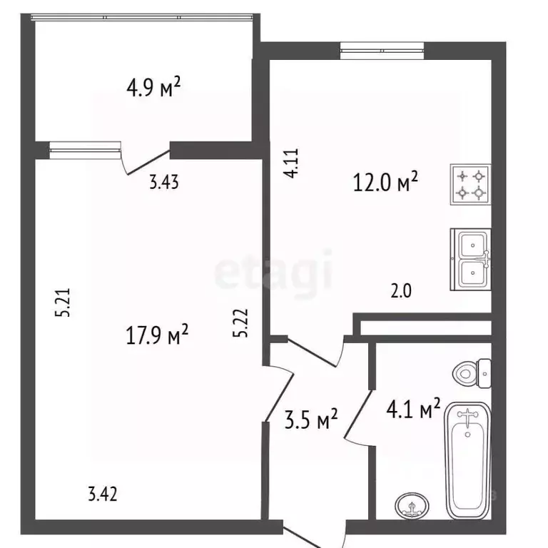 1-к кв. Санкт-Петербург Парашютная ул., 58 (42.5 м) - Фото 2