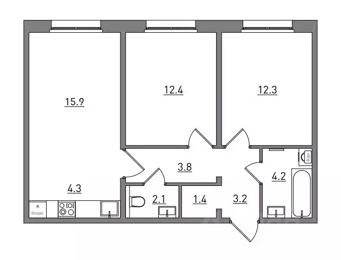 3-к кв. Кировская область, Киров ул. Чистопрудненская, 13А (59.6 м) - Фото 1