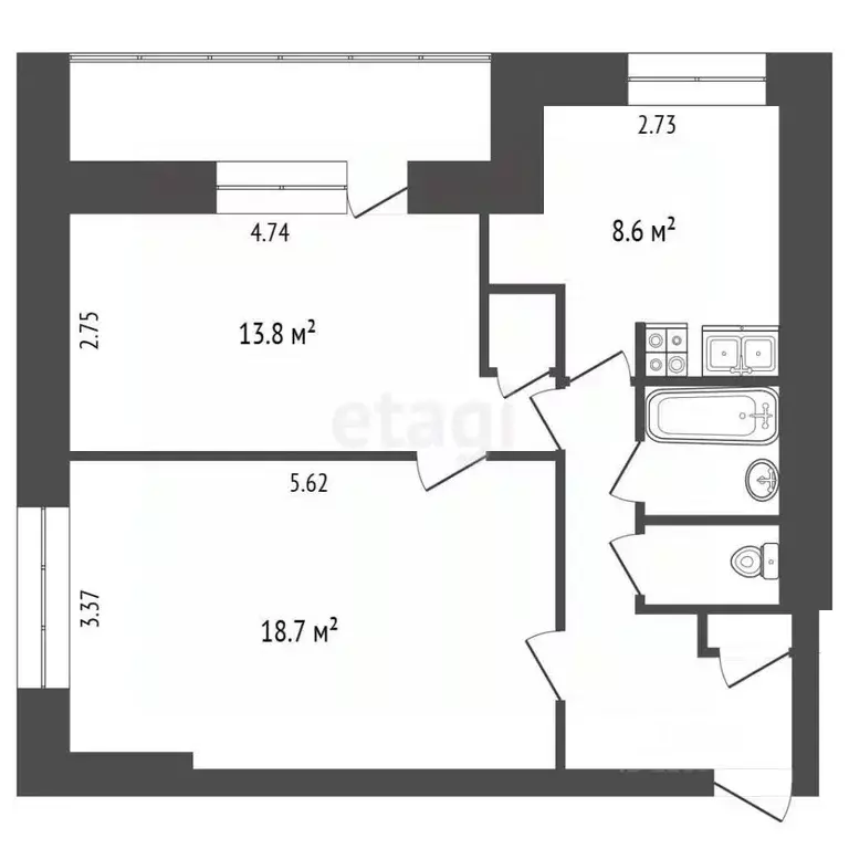 2-к кв. Москва Совхозная ул., 14 (51.0 м) - Фото 2