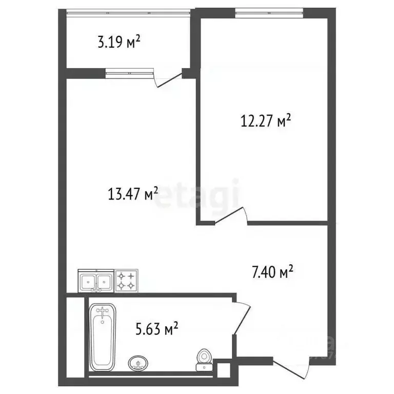 1-к кв. Ленинградская область, Всеволожский район, Свердловское ... - Фото 2