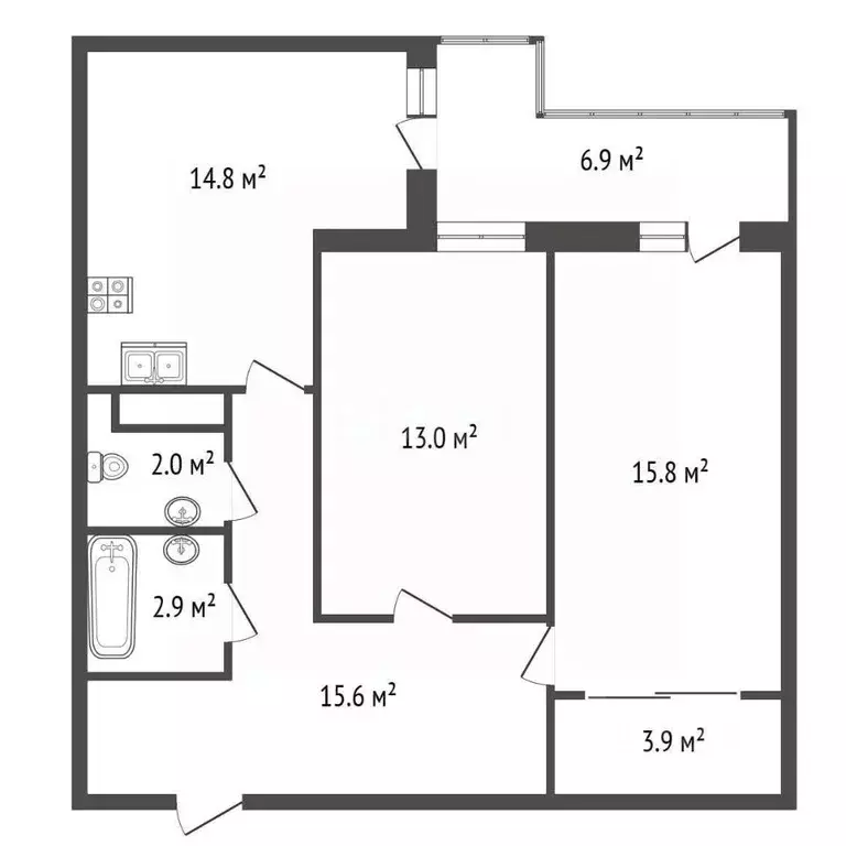2-к кв. Санкт-Петербург ул. Репищева, 10к1 (68.0 м) - Фото 2