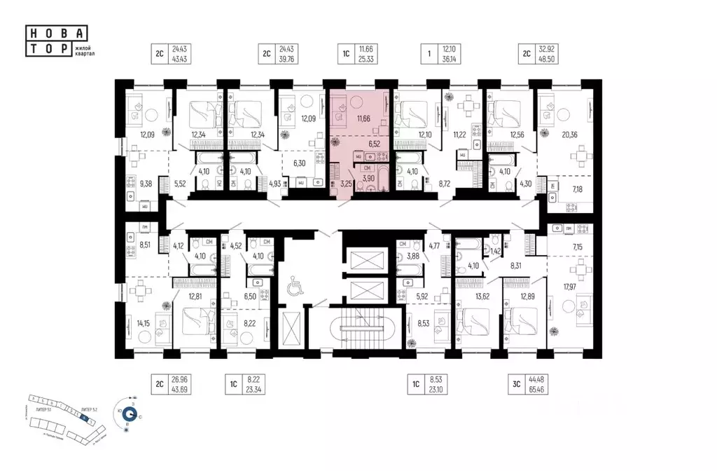 1-к кв. Башкортостан, Уфа Глумилино-1 мкр, Новатор жилой комплекс ... - Фото 2