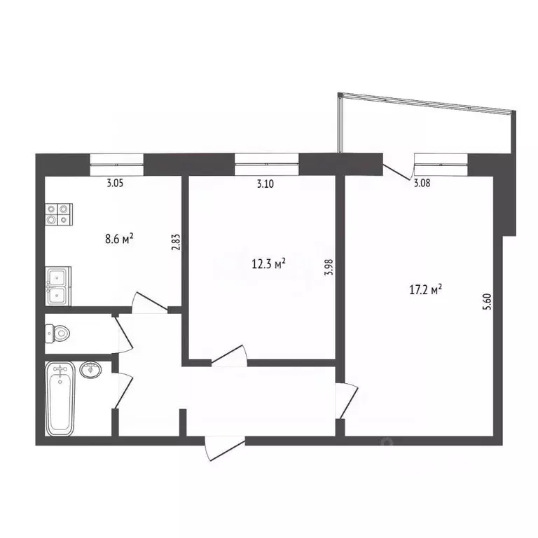 2-к кв. Тюменская область, Тюмень Широтная ул., 21 (50.5 м) - Фото 2