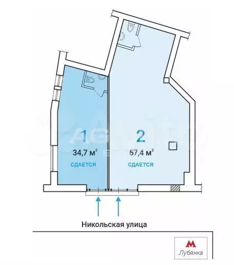 34,7 м2/ Аренда помещения на Никольской улице - Фото 0