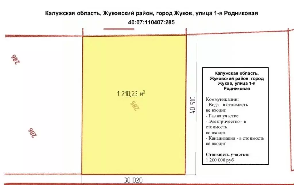 Участок в Калужская область, Жуков 1-я Родниковая ул. (12.1 сот.) - Фото 2