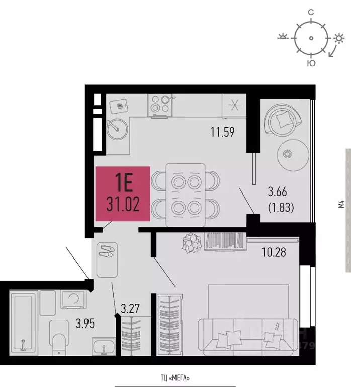 1-к кв. Ростовская область, Аксай  (31.02 м) - Фото 1