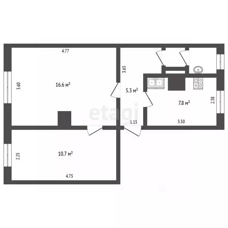 2-к кв. Архангельская область, Архангельск ул. Речников, 54 (43.4 м) - Фото 2