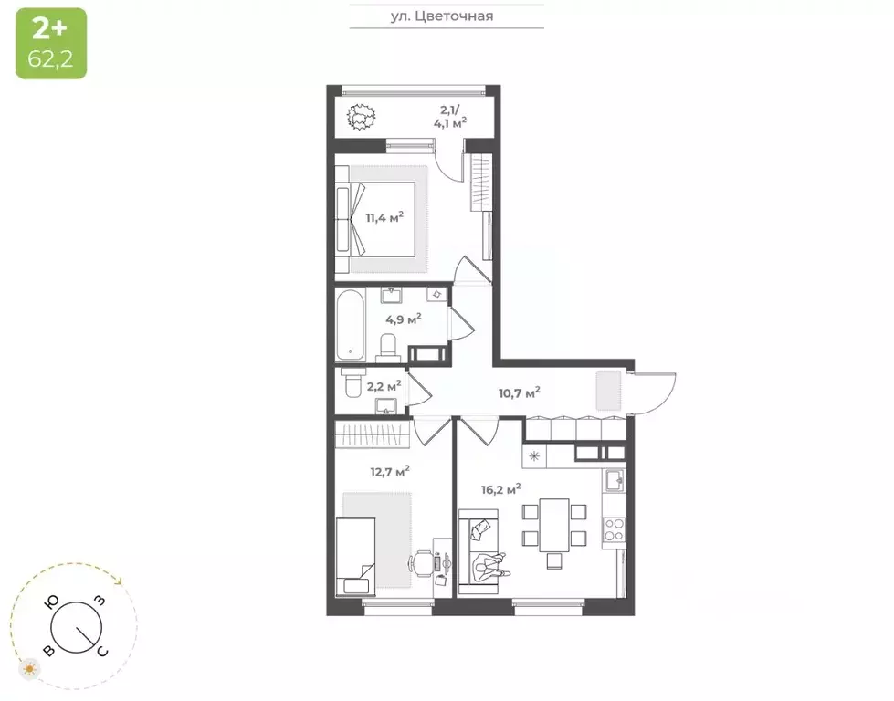 2-к кв. Тверская область, Тверь Соминка мкр,  (60.2 м) - Фото 1