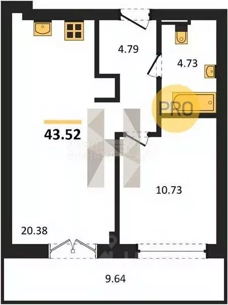 1-к кв. Калининградская область, Гурьевск Включи жилой комплекс (48.21 ... - Фото 1