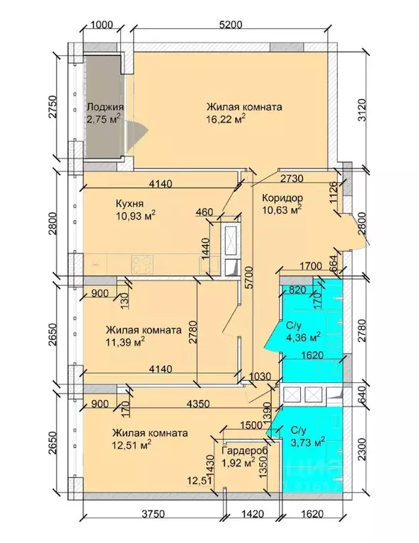 3-к кв. Кемеровская область, Кемерово ул. Дружбы, 10 (75.18 м) - Фото 1
