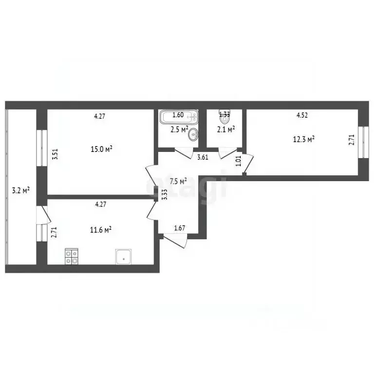 2-к кв. Самарская область, Тольятти бул. Итальянский, 20 (55.0 м) - Фото 0