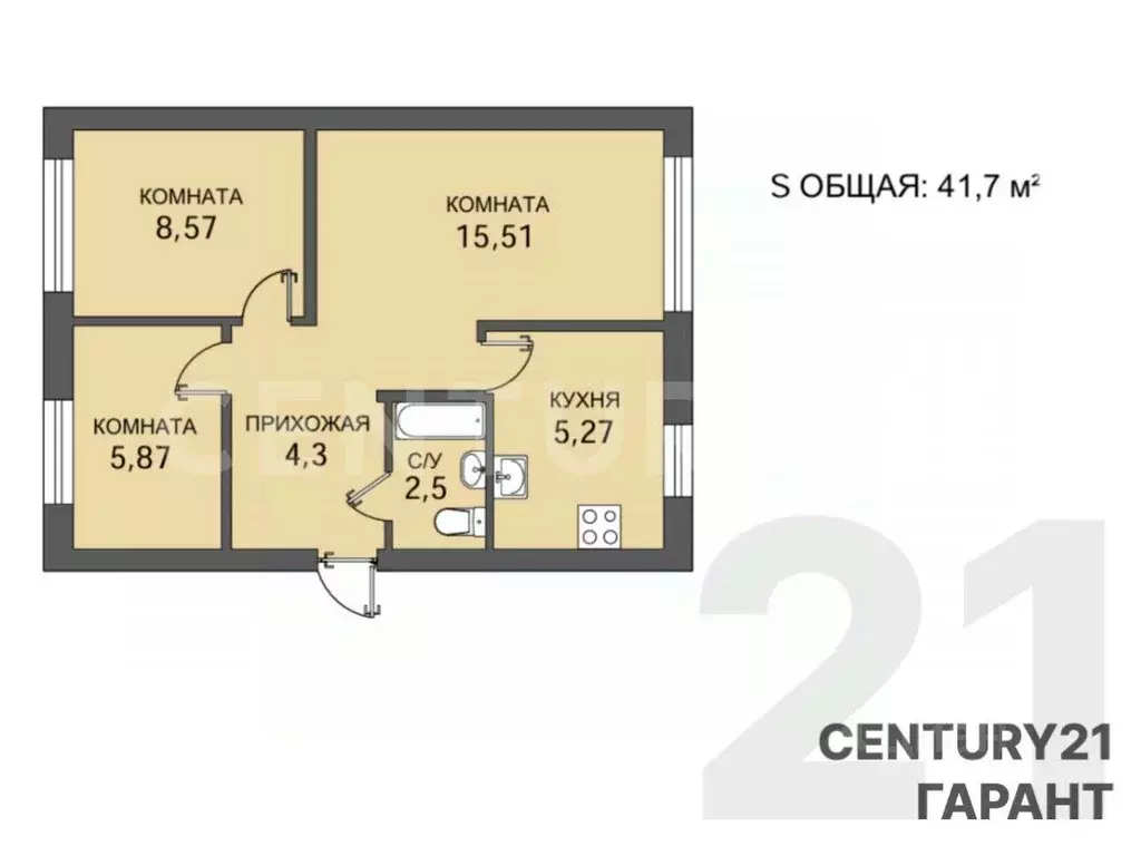 3-к кв. Санкт-Петербург ул. Костюшко, 70 (41.7 м) - Фото 2