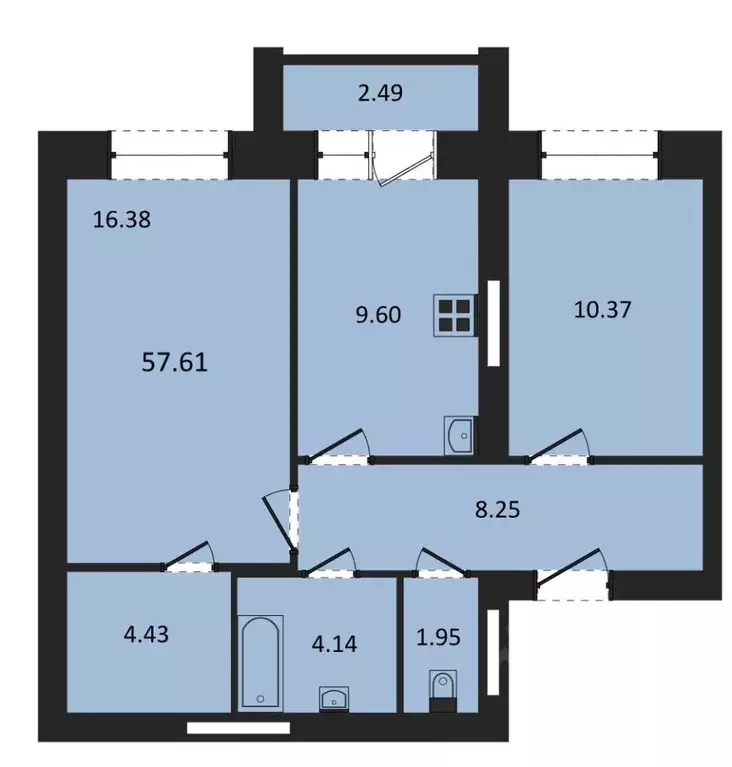 2-к кв. Марий Эл, Медведевский район, Пекшиксолинское с/пос, пос. ... - Фото 1