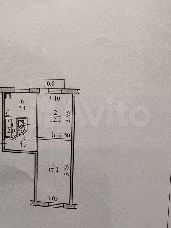 2-к. квартира, 43,9 м, 4/5 эт. - Фото 0