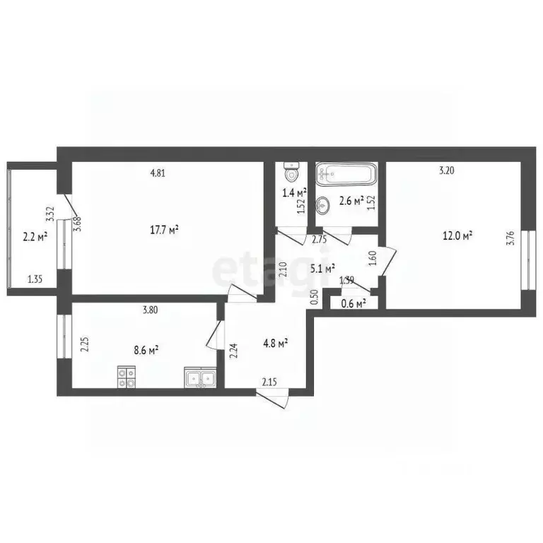 2-к кв. Башкортостан, Стерлитамакский район, Куганакский сельсовет, с. ... - Фото 1