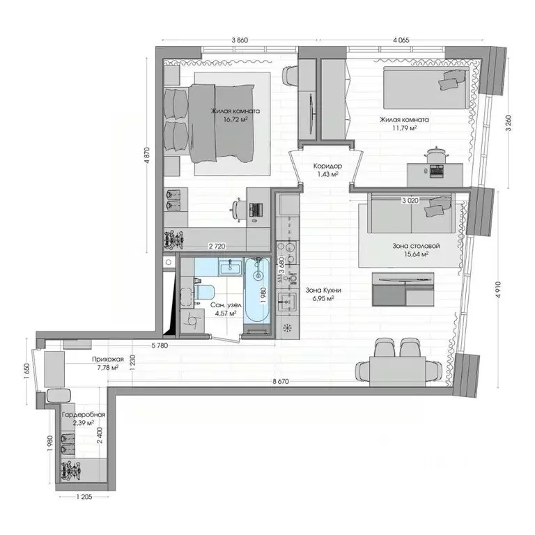 3-к кв. Приморский край, Владивосток ул. Нейбута (68.68 м) - Фото 1