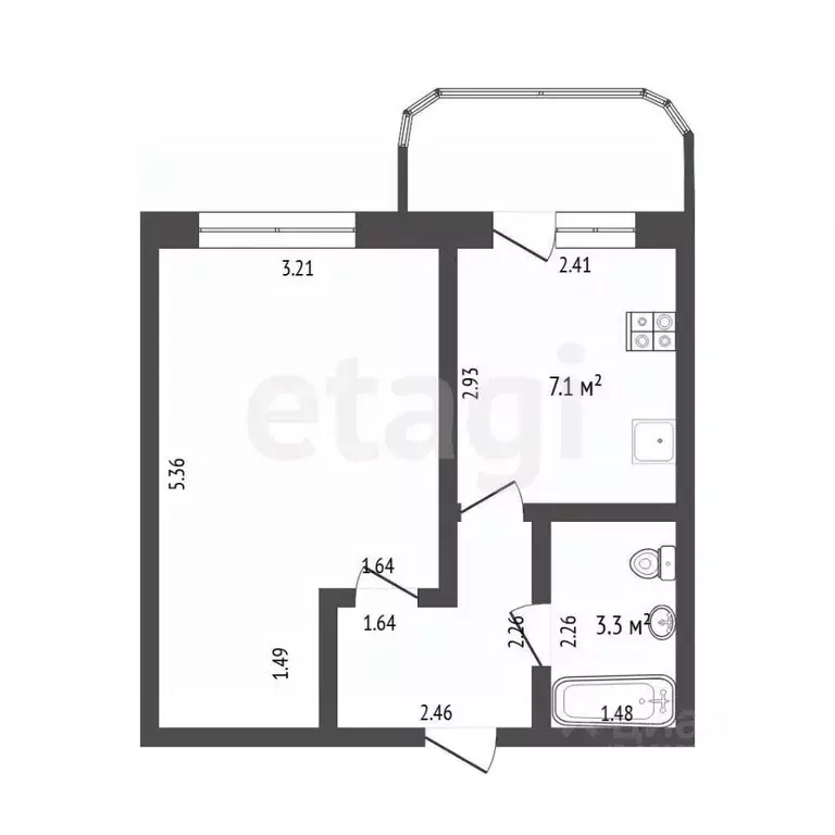 1-к кв. Тюменская область, Тюмень Малая Боровская ул., 28 (33.0 м) - Фото 2